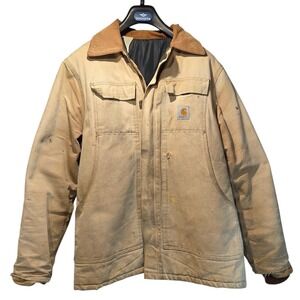 Carhartt Sandstone Duck Jacket Large Distressed Thrashed Faded Workwear Brown